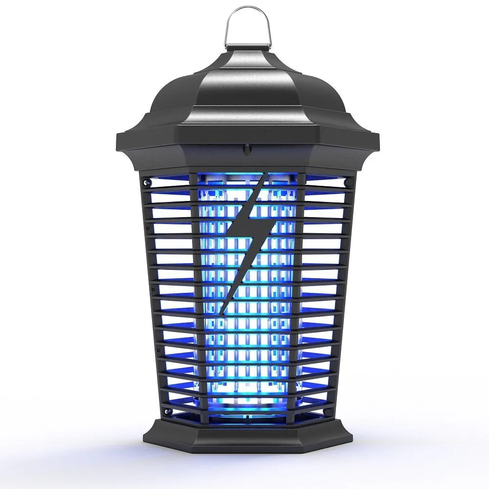 Black outdoor UV mosquito catcher with electric shock grid for garden areas up to 61 square metres