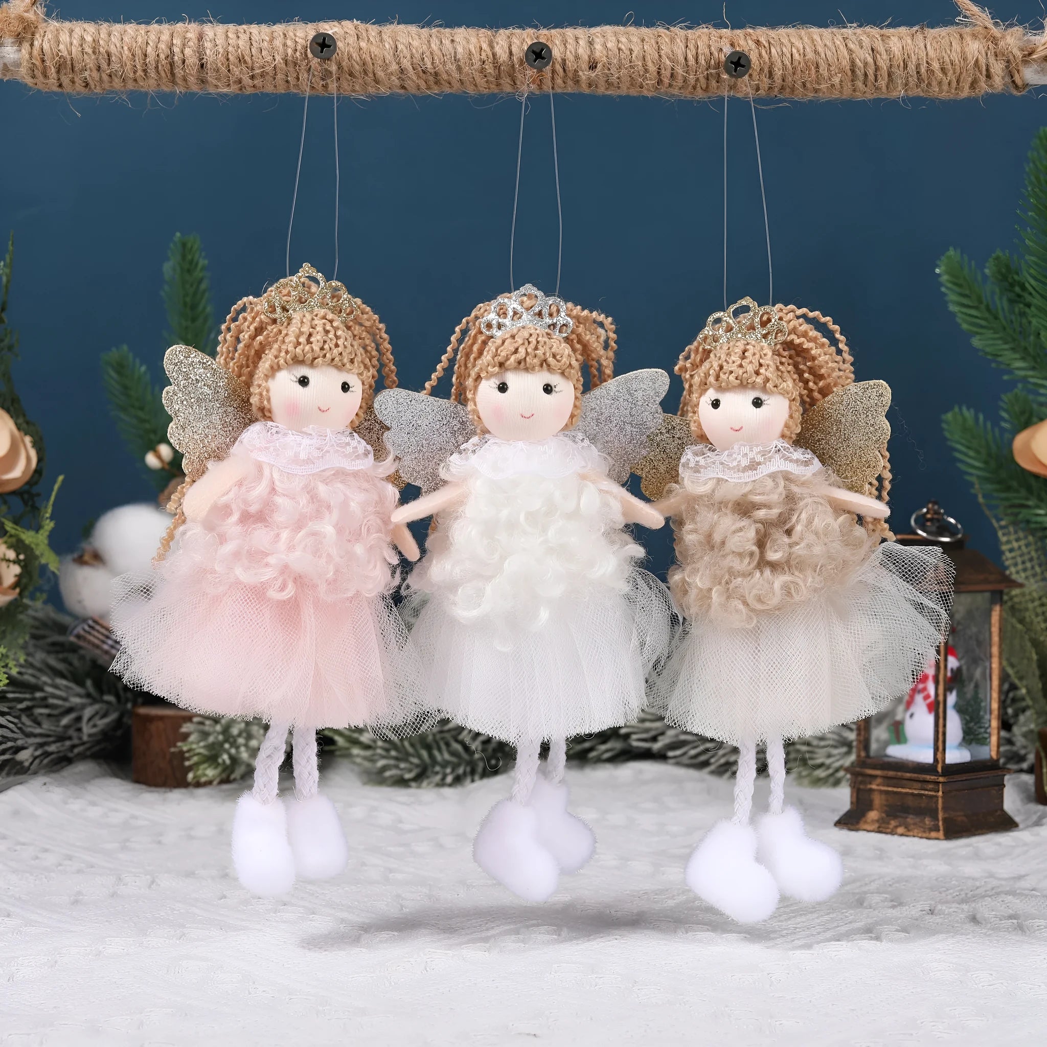 Cloth Christmas angel girl pendant hair accessory for high ponytails in cartoon style