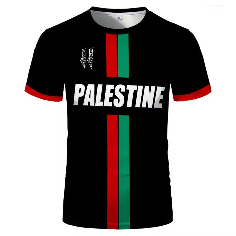 3D printed football pattern T-shirt in black spandex fabric with stereo graphic design and half sleeves