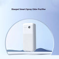 Xiaopei smart spray pet odour removal machine and mounting bracket on white background.