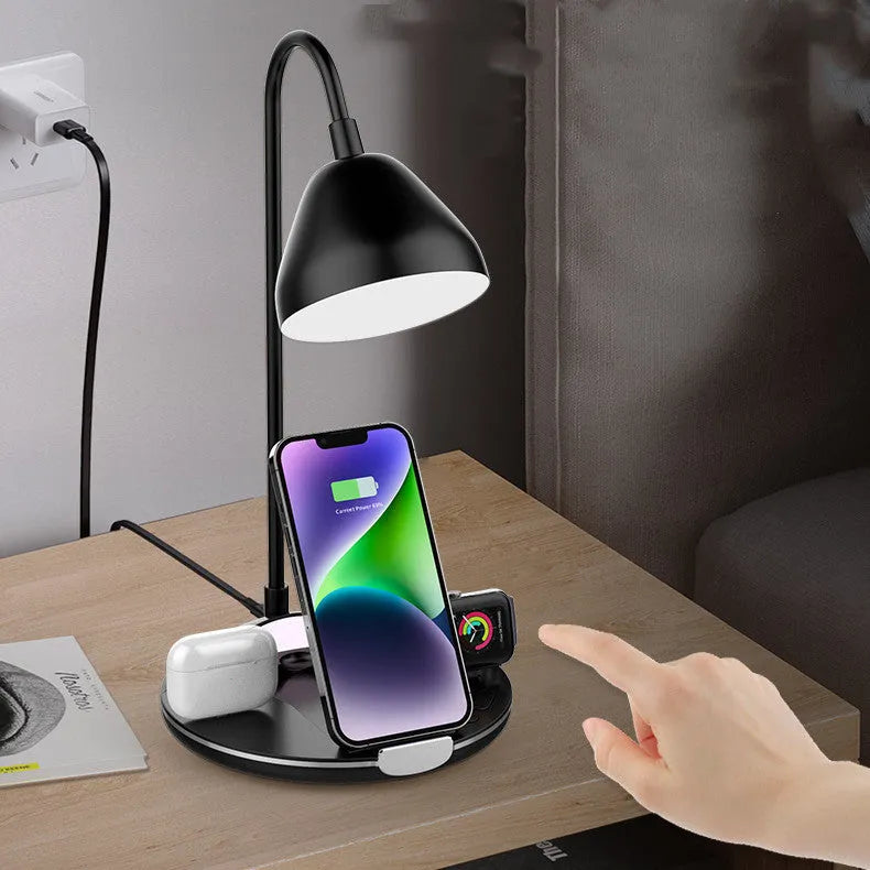 Magnetic folding wireless charger in black or white with phone stand functionality
