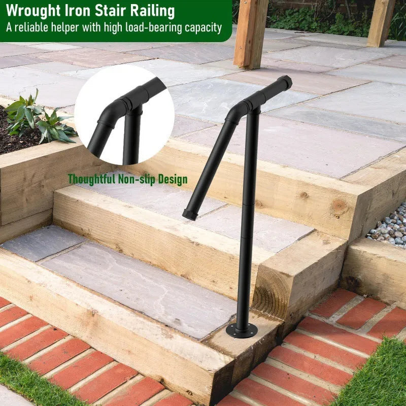 Black metal ladder support bracket in American minimalist style design