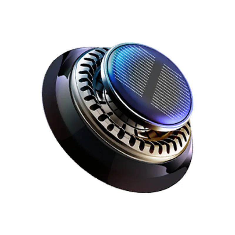 Solar-powered car aromatherapy de-icing device with 84mm plastic housing