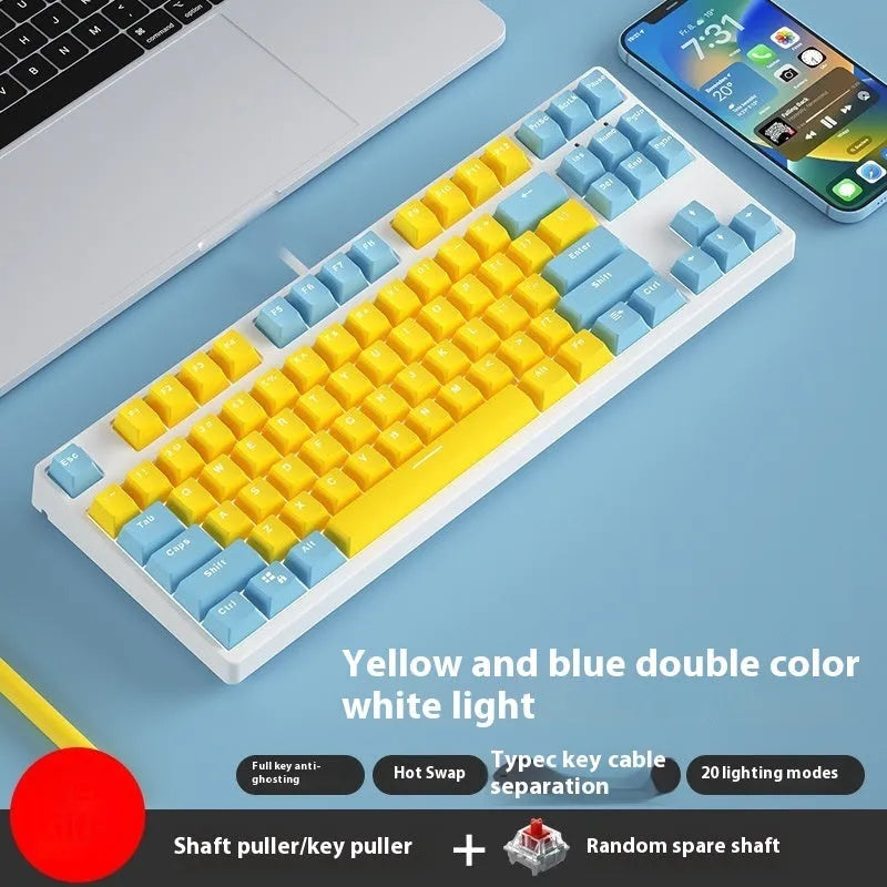 87-key mechanical gaming keyboard with dual-colour backlighting and hot-swappable switches