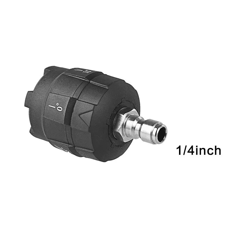 Five-function high-pressure water gun spray nozzle showing adjustable head and insulation displacement connection