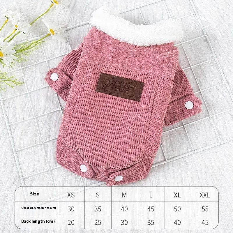 Lambswool dog vest with wool lining in grey or pink, sizes XS to XXL