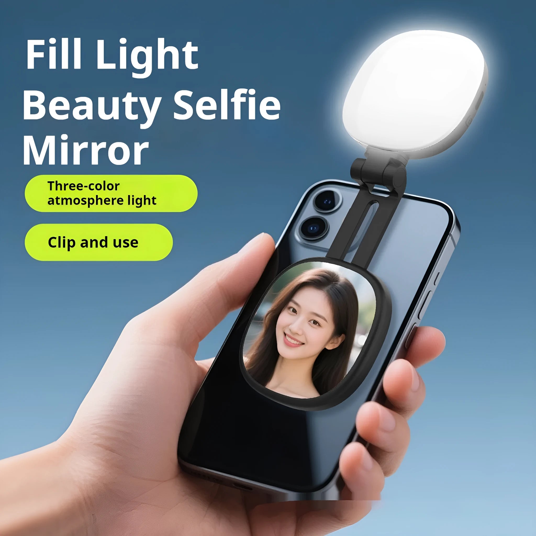 Mobile phone magnetic selfie fill light with adjustable three-colour temperature and universal phone holder