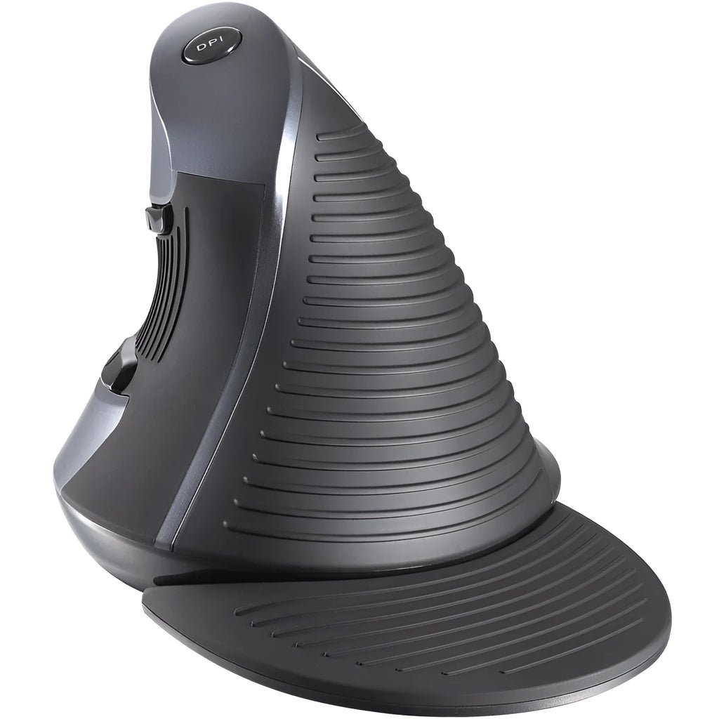 Black and white M 618 wireless vertical ergonomic mouse shown from the side.