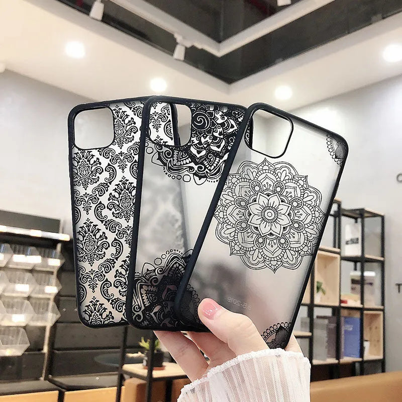 Compatible acrylic soft matte protective back cover for iPhone in solid colour, machined finish