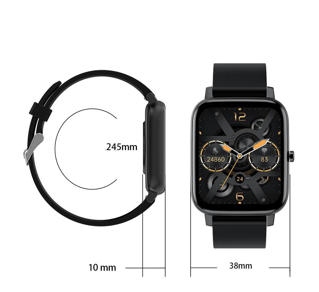 H80 sports smart watch with black silicone strap showing ECG and blood oxygen monitoring on screen