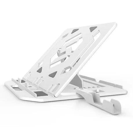 Notebook stand in engineering plastic, 283 x 278 x 22 mm, black or white, with seven adjustable angle positions