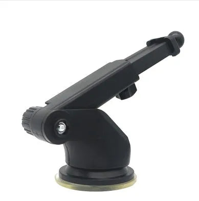 Black universal car phone bracket with telescopic long arm and adjustable dashboard mount