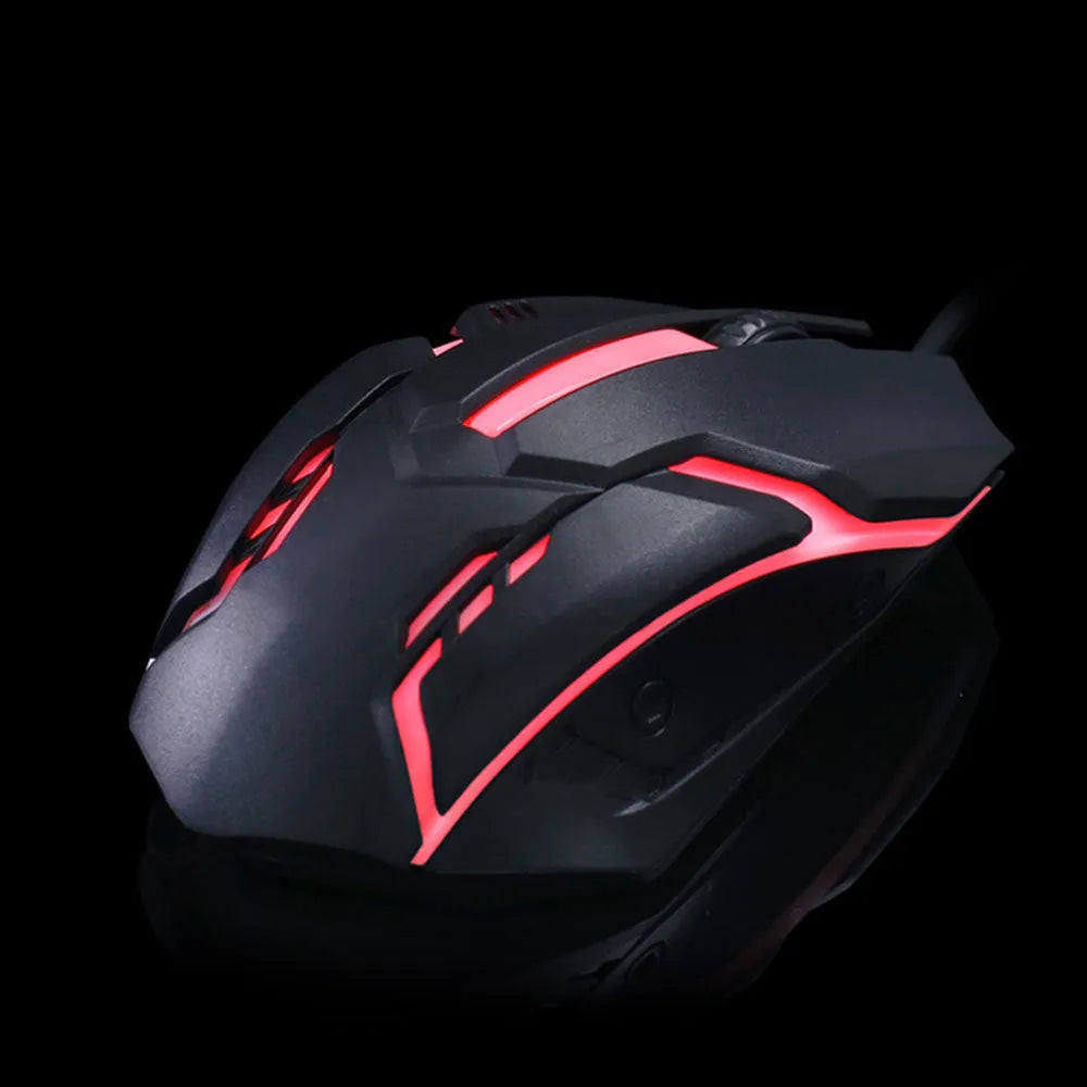 Wired photoelectric mouse with colorful glow light available in black and white with 1.3m USB cable