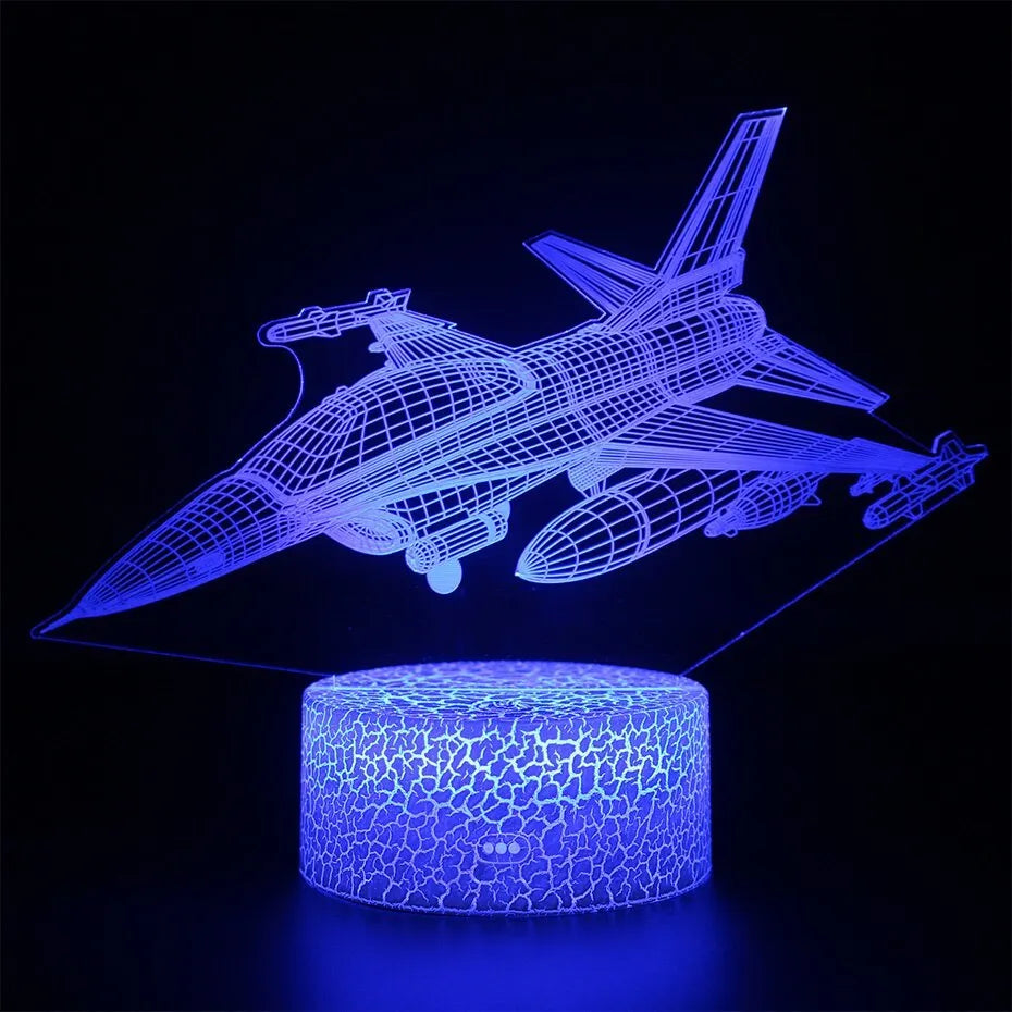 Cartoon airplane shaped LED night light with touch switch on acrylic base