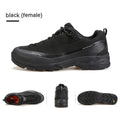 Men's leather mesh low-top mountain climbing shoes with round toe and non-slip rubber outsole