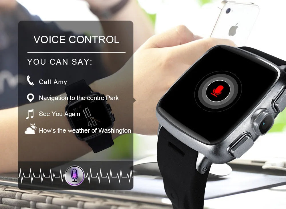 Z01 smart watch with 1.54 inch screen in black or white, showing HD touchscreen and wrist strap.