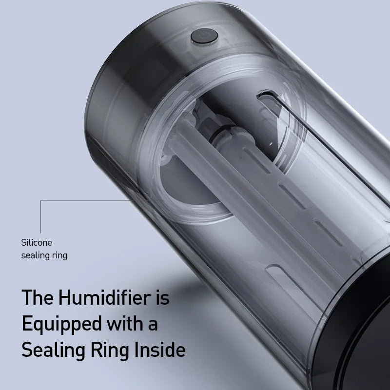 Black aluminum car diffuser humidifier with USB connection removing 99.98% of dust and pollen