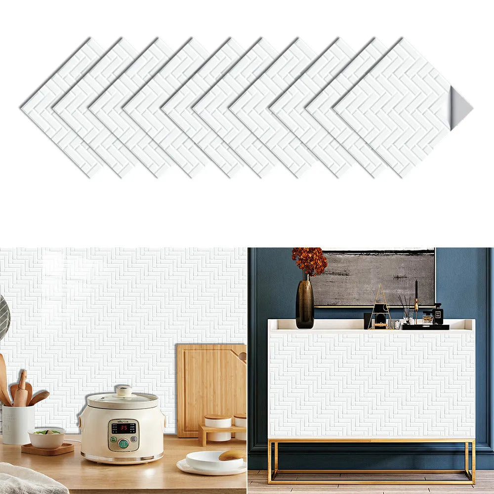 Pack of 10 removable PVC wall stickers in colour MZ-2-341, sizes 10x10cm and 15x15cm, for home decor.