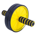 Double wheel abdominal wheel in engineering plastic, 18 x 24 x 80cm, shown in blue, green, red and yellow