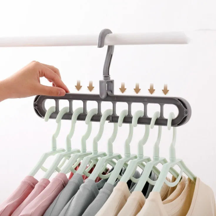 Plastic clothes hanger with rotatable storage hook in various colours, 33cm long