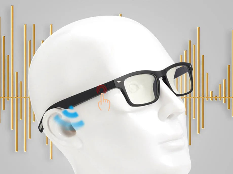 Semi-open Bluetooth smart glasses with PC frame and polarised lenses for outdoor driving and sports