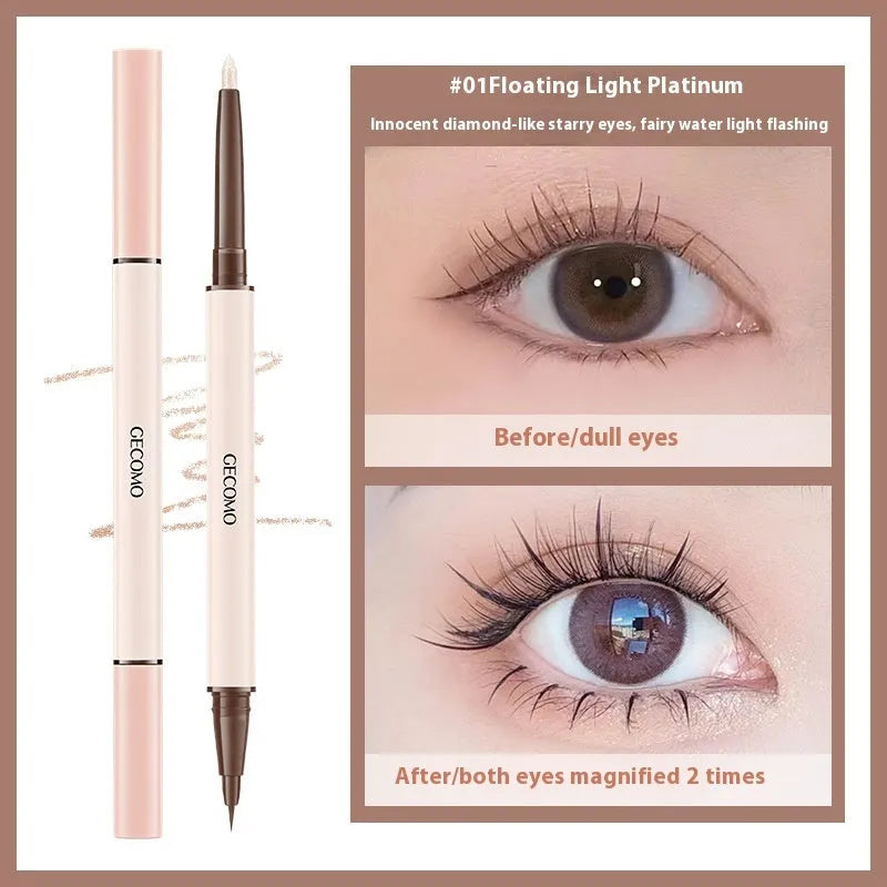 Double-headed silkworm pen eyeliner with pearlescent stereoscopic star eyes effect