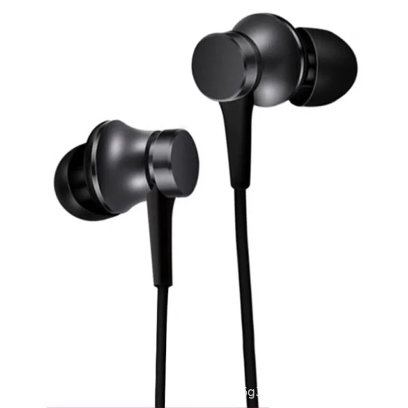 Piston-style in-ear wired headphones with 3.5mm audio jack in black, blue, and red colour options