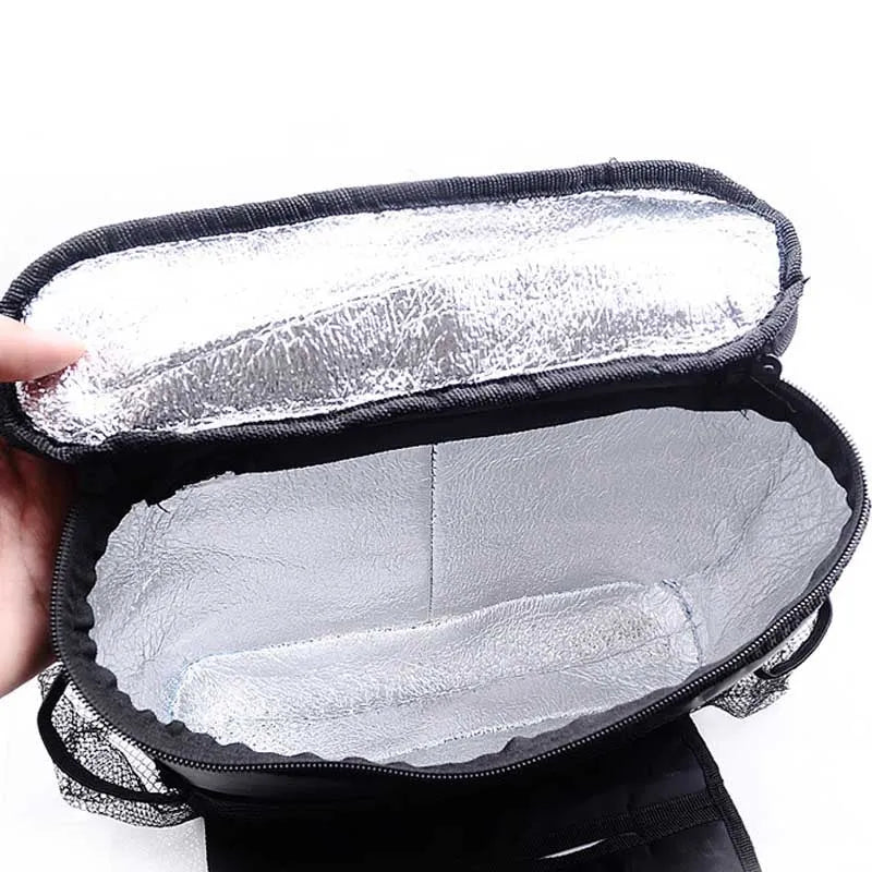 Black Oxford cloth thermal car seat back organizer with insulation aluminium foil, hanging storage bag