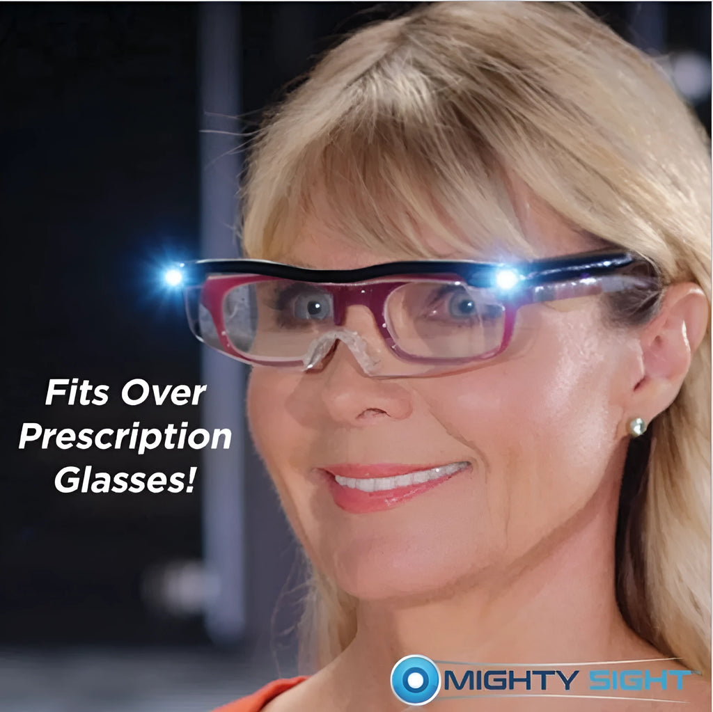 Transparent black USB LED reading glasses with scheduled illumination feature and ABS frame