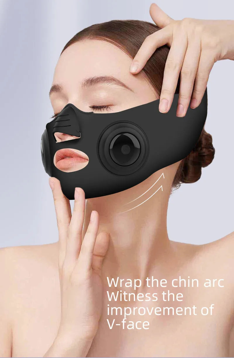 Black photon beauty device facial mask with USB connection and four intensity settings