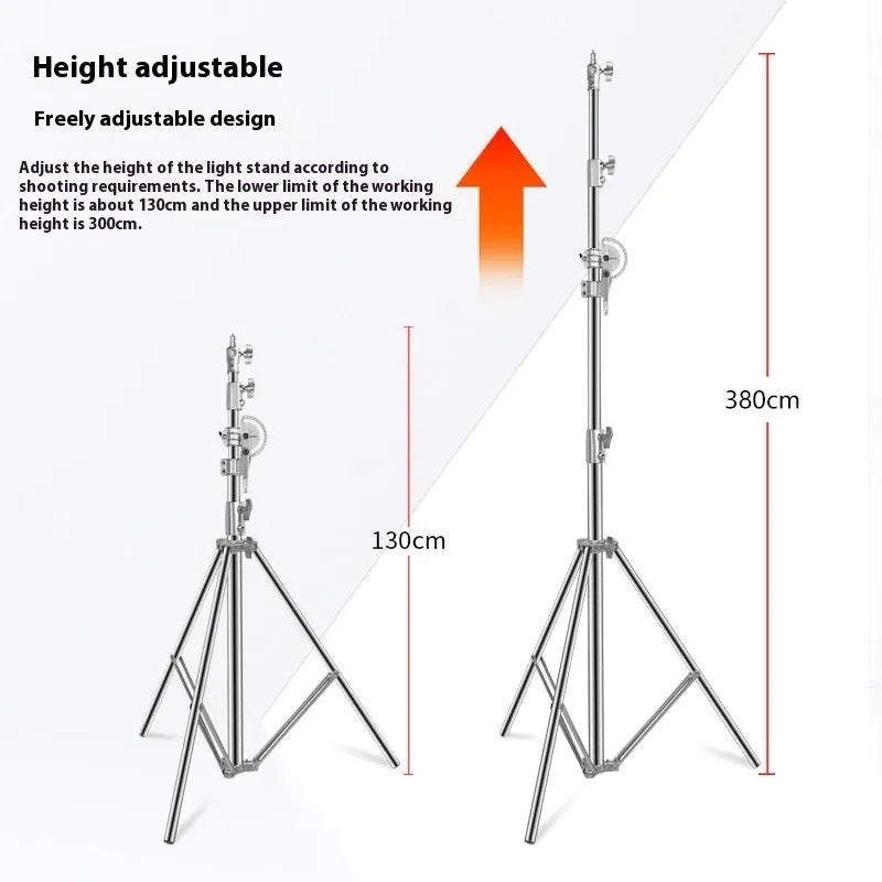 Silver stainless steel ceiling lamp rack with cross arm design extended to full height