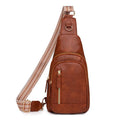 Soft PU women's crossbody messenger bag in street style with open pocket and sewn detail