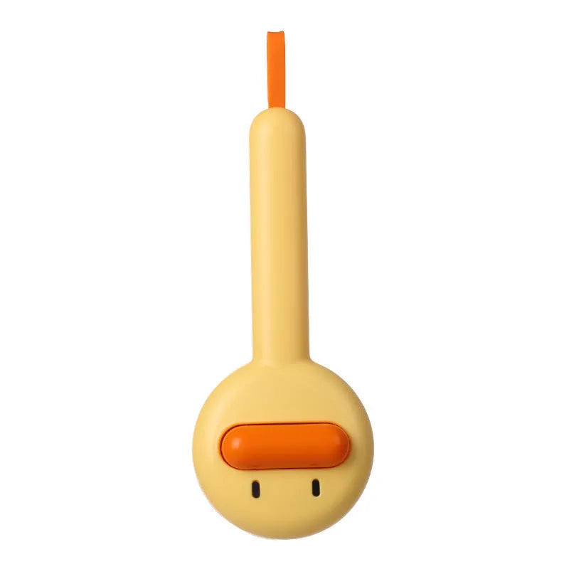 Yellow plastic pet grooming comb with open-section needle teeth for removing hair from cats and dogs.