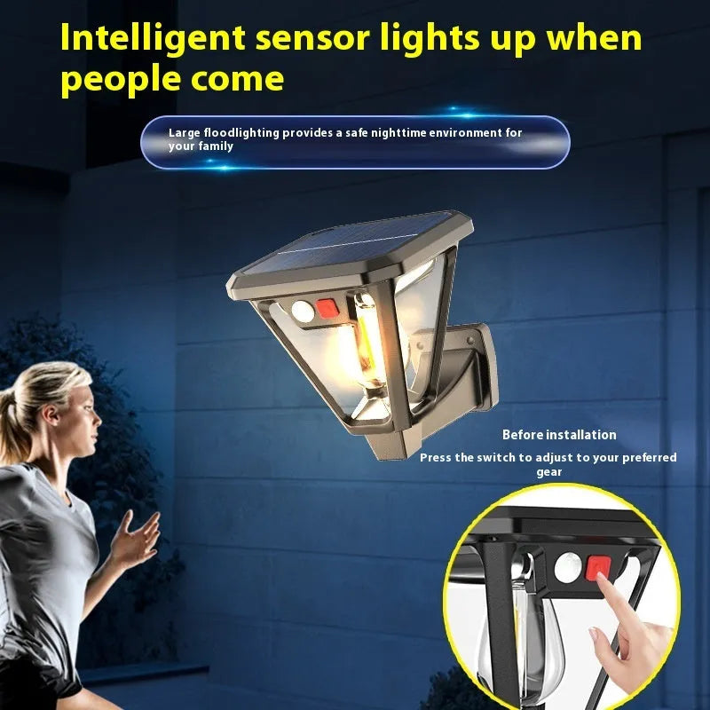 Solar wall lamp for outdoor courtyard and garden, waterproof, 5.5V, 10 rated power, 108x460mm, abstract design