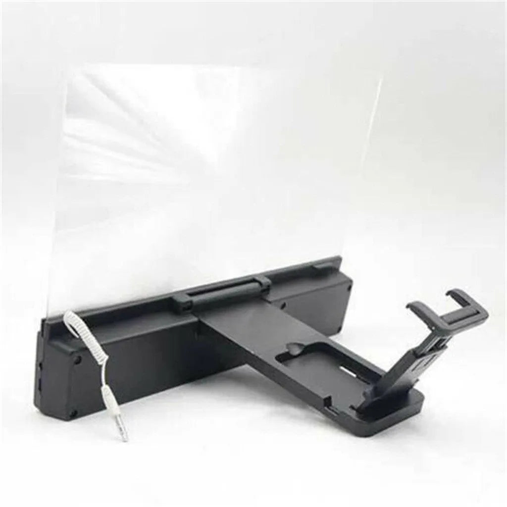 12-inch mobile phone screen amplifier with gooseneck stand and built-in speakers