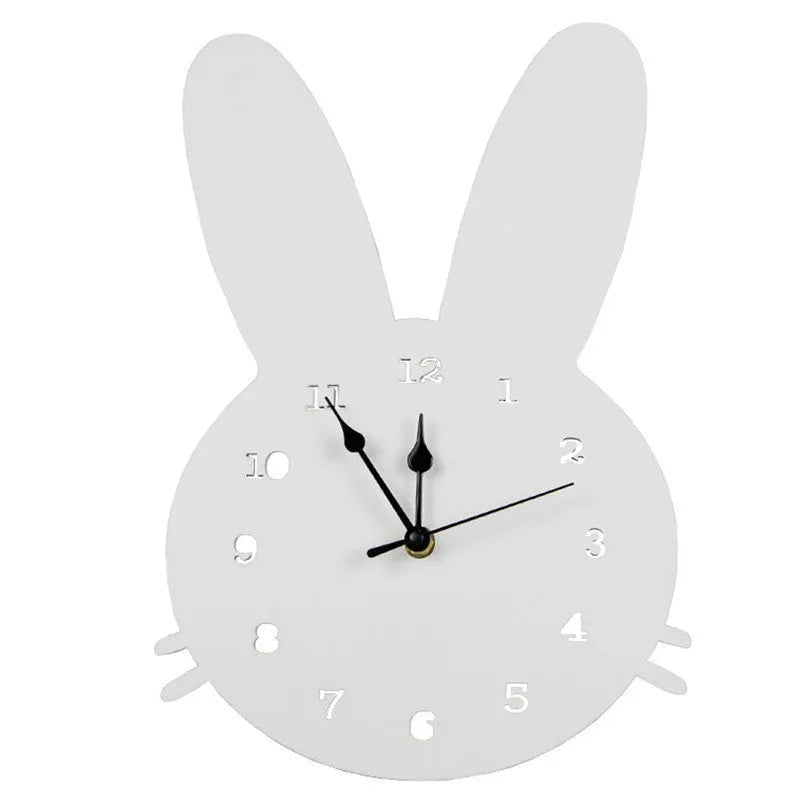 Cartoon wooden wall clock with alien and animal designs in multiple colours
