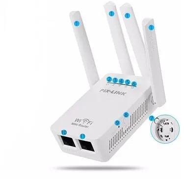 White 300Mbps dual network port WIFI repeater amplifier wireless signal relay device