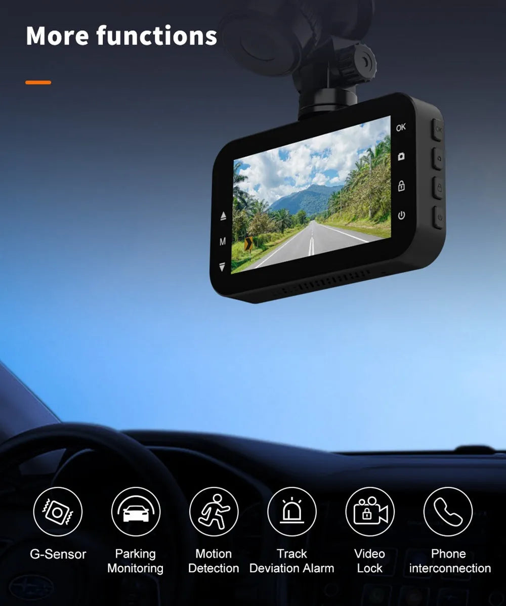 ThiEYE dual dash cam with front 1080P camera and rear 720P waterproof camera on car dashboard