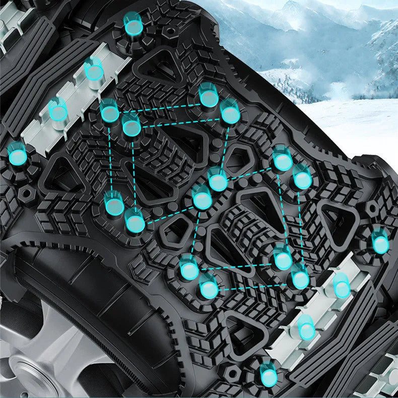 Universal car SUV nonskid chain with steel plate gear, snow shovel, and gloves