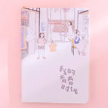 A6 cherry blossom notebook with PU cover and high quality paper, 11cm x 15cm, colour page button design.