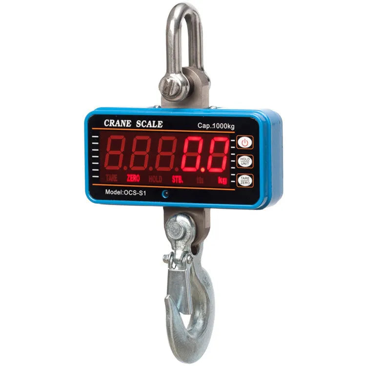 Orange electronic crane scale with digital display for 500 kg capacity logistics weighing