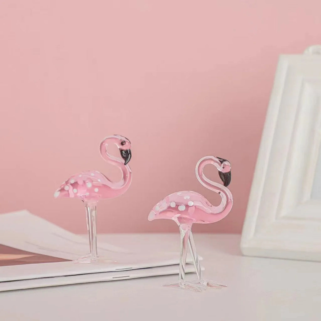 Pink crystal flamingo decorative on table with modern simple style for home decoration
