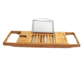 Natural bamboo bathtub storage frame with one shelf, designed for desktop placement in the bathroom.