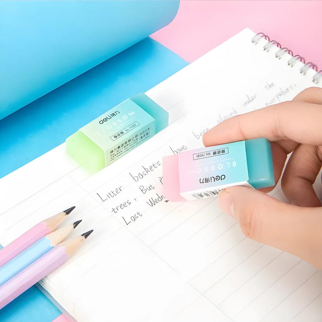 Coloured pencil rubber eraser, soft edge, 4.8cm x 2cm x 1cm, for school, sketching and office use