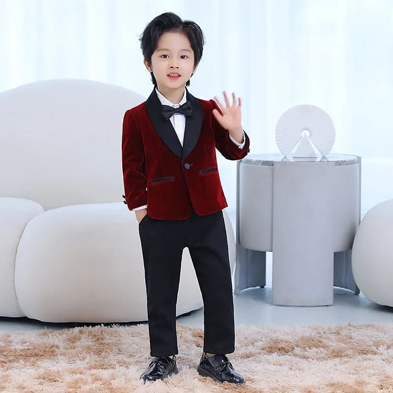 Children's corduroy suit set in wine red, black, dark green or sapphire blue, 3 or 4 piece, sizes 80cm to 150cm