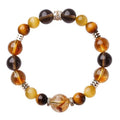 Geometric crystal bracelet with natural yellow tower and tiger-eye elements for unisex office fashion wear