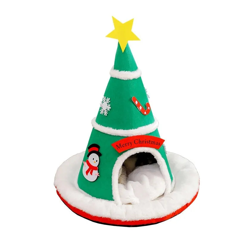 Christmas felt cat nest in cloth, removable pet bed for cats and small dogs, usable in a cage