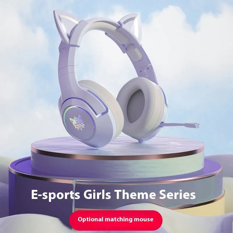 Purple and white mechanical keyboard and mouse gaming bundle with backlighting