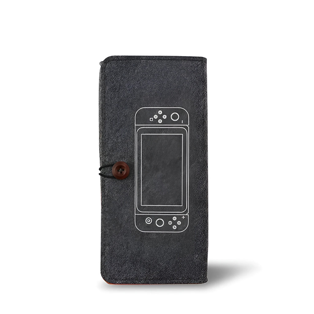 Black and grey felt pouch bag for Nintendo Switch console with game card slots