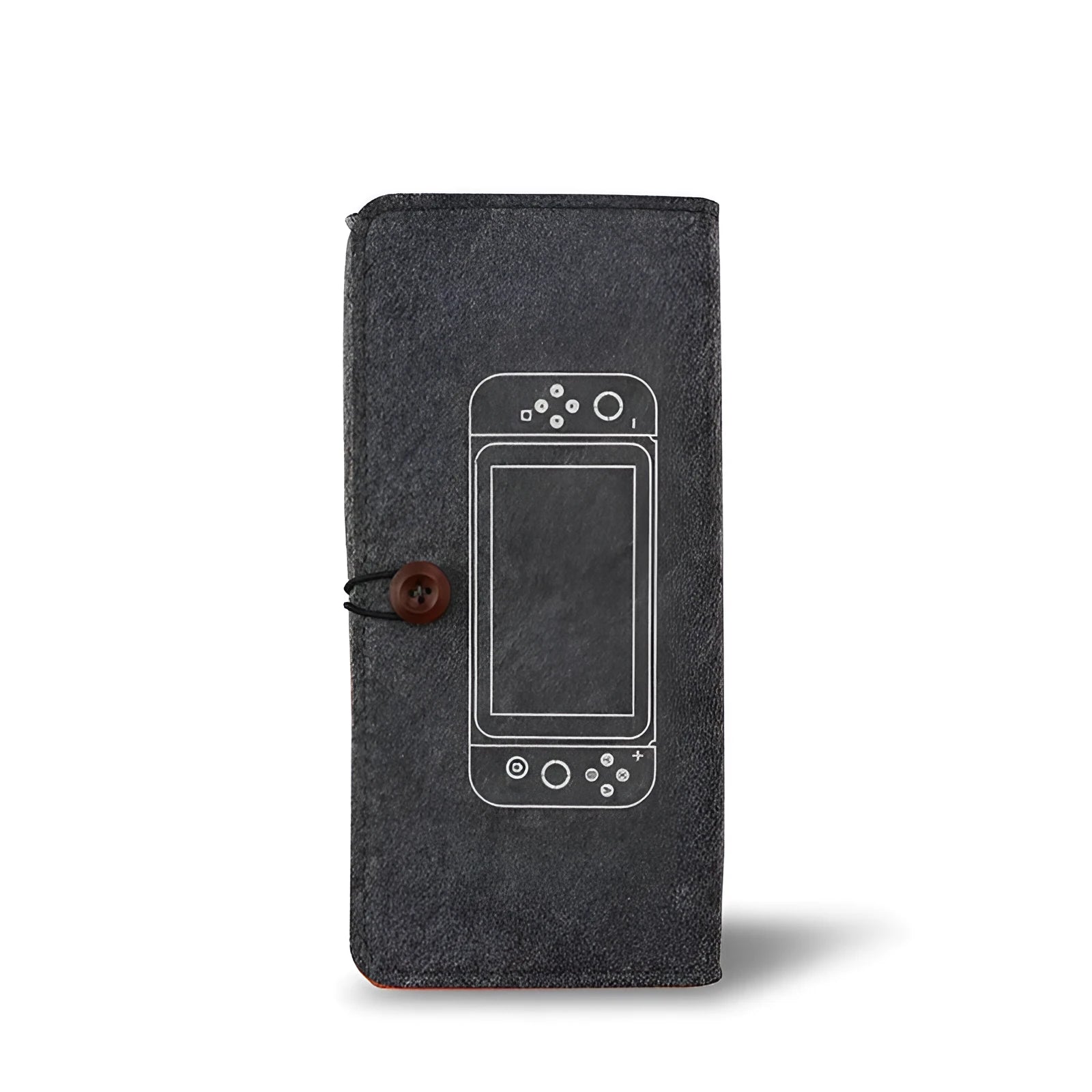 Black and grey felt pouch bag for Nintendo Switch console with game card slots